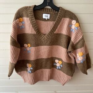 Pink and Brown Striped Sweater